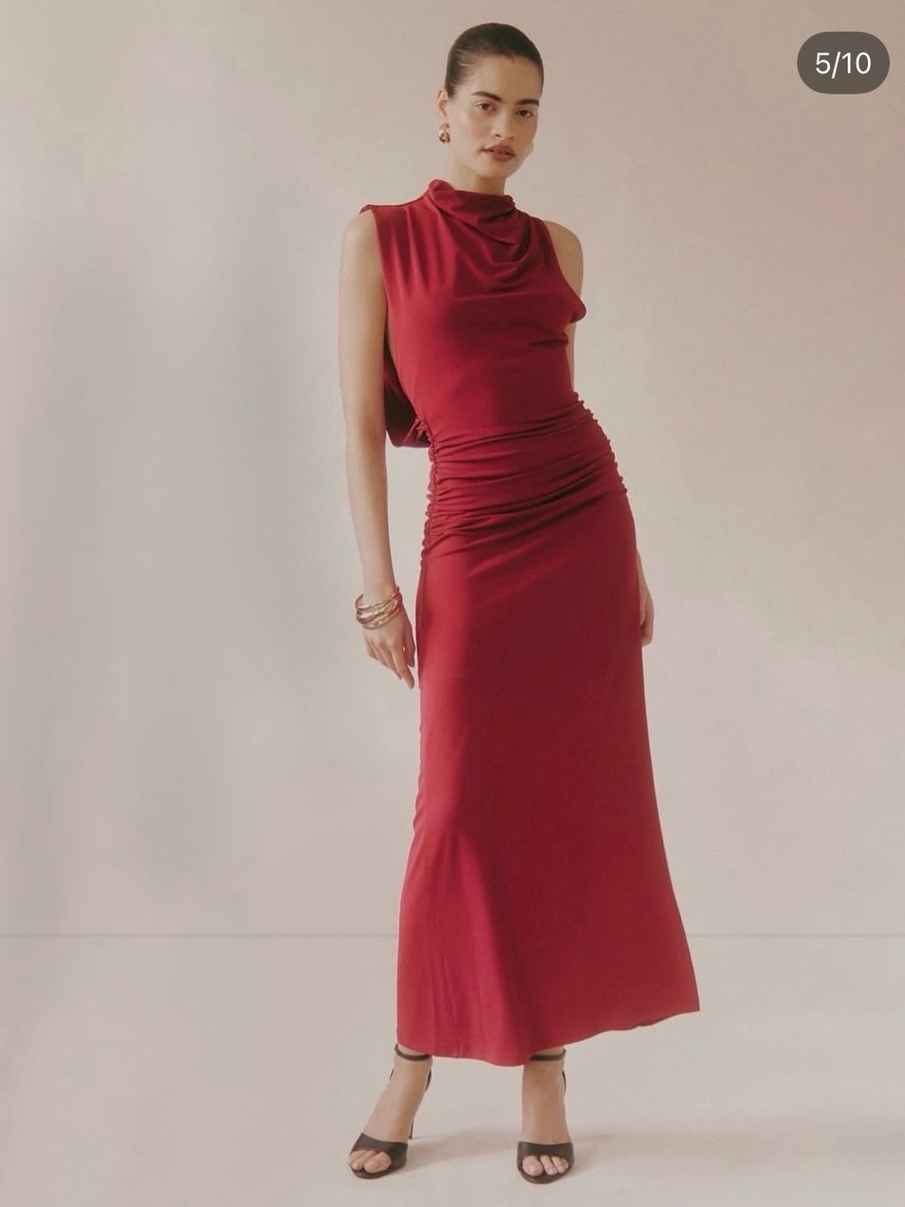 Zara Sleeveless Maxi Dress in Burgundy Red